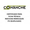 Certificado de Características de remolque Comanche (duplicado)